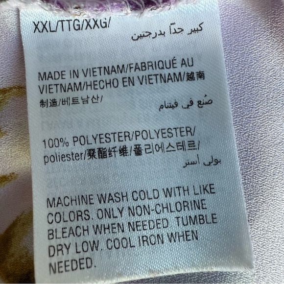 JM Collection Womens Printed Statement-Sleeve Blouse Size 2X Purple Floral - Picture 10 of 12